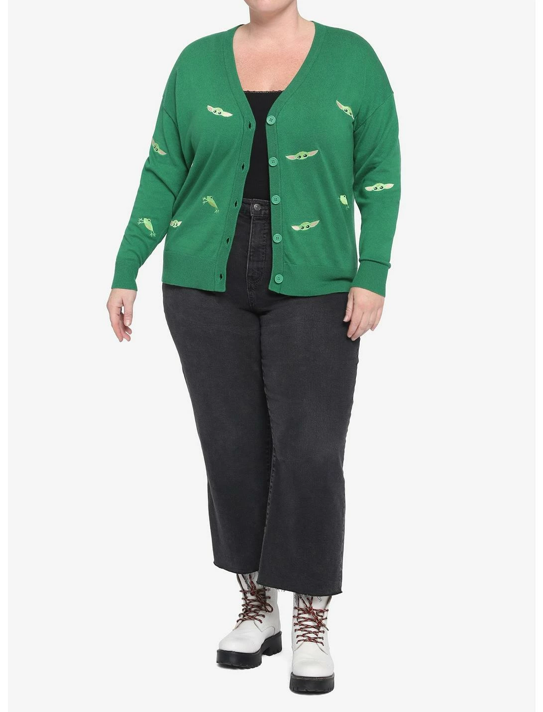 HUNIVERS Her Universe Star Wars The Mandalorian The Child Oversized Crop Cardigan Plus Size Her Universe Exclusive 2 HUNIVERS Her Universe Star Wars The Mandalorian The Child Oversized Crop Cardigan Plus Size Her Universe Exclusive - Image 2