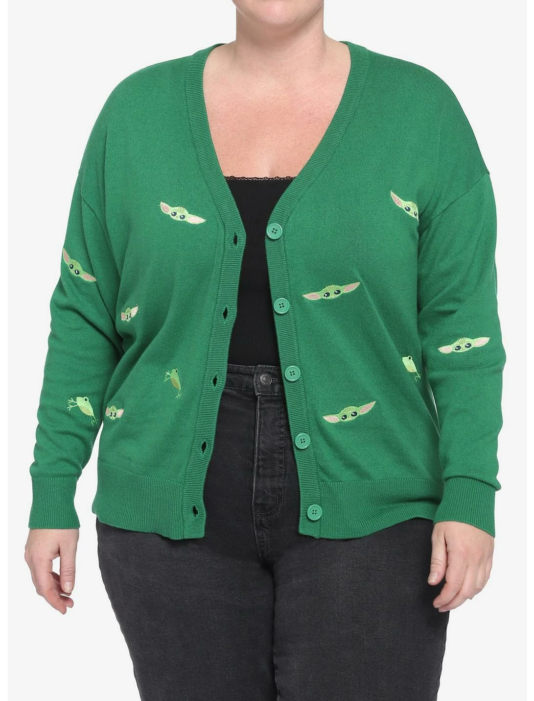 HUNIVERS Her Universe Star Wars The Mandalorian The Child Oversized Crop Cardigan Plus Size Her Universe Exclusive 1 HUNIVERS Her Universe Star Wars The Mandalorian The Child Oversized Crop Cardigan Plus Size Her Universe Exclusive