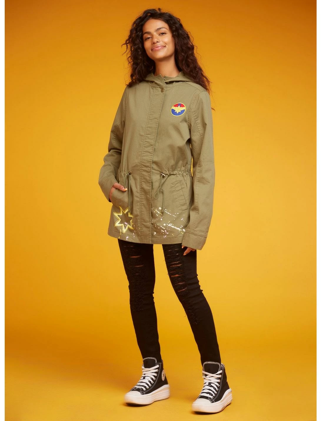 HUNIVERS Her Universe Marvel Ms. Marvel Patch Anorak Jacket 2 HUNIVERS Her Universe Marvel Ms. Marvel Patch Anorak Jacket - Image 2