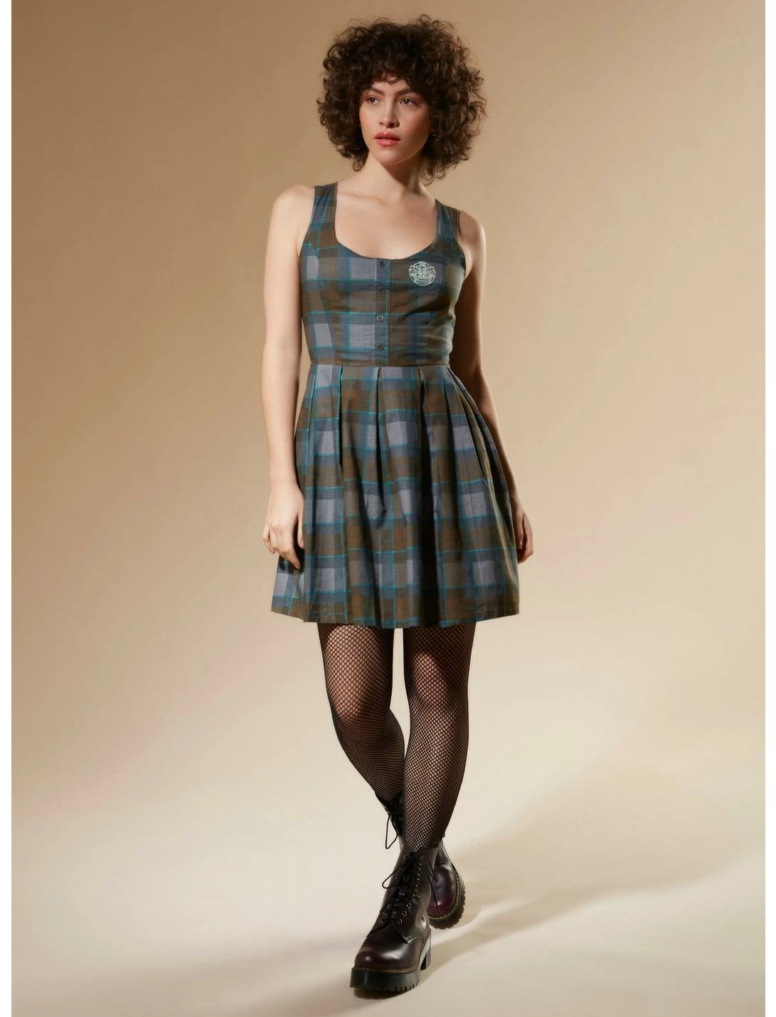 HUNIVERS Outlander Lace-Up Tartan Plaid Dress 2 HUNIVERS Outlander Lace-Up Tartan Plaid Dress - Image 2
