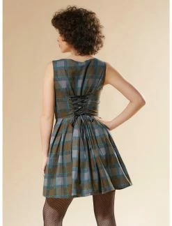 HUNIVERS Outlander Lace-Up Tartan Plaid Dress 5 HUNIVERS Outlander Lace-Up Tartan Plaid Dress -Dresses Online Store 16714674 av2