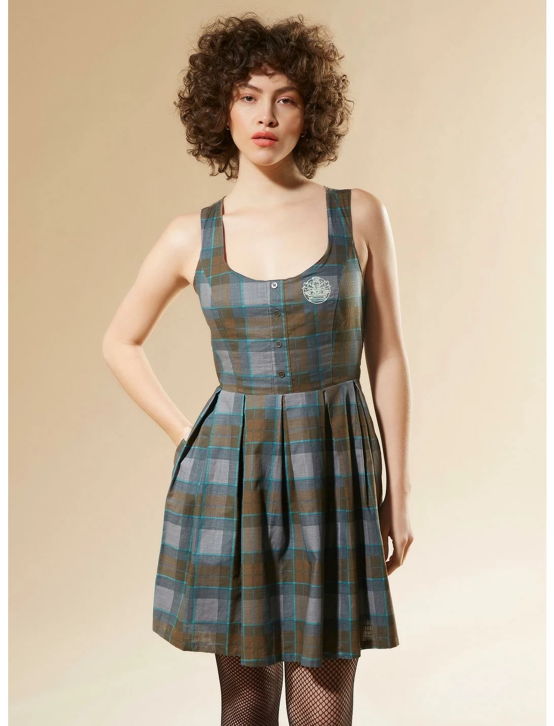 HUNIVERS Outlander Lace-Up Tartan Plaid Dress 1 HUNIVERS Outlander Lace-Up Tartan Plaid Dress