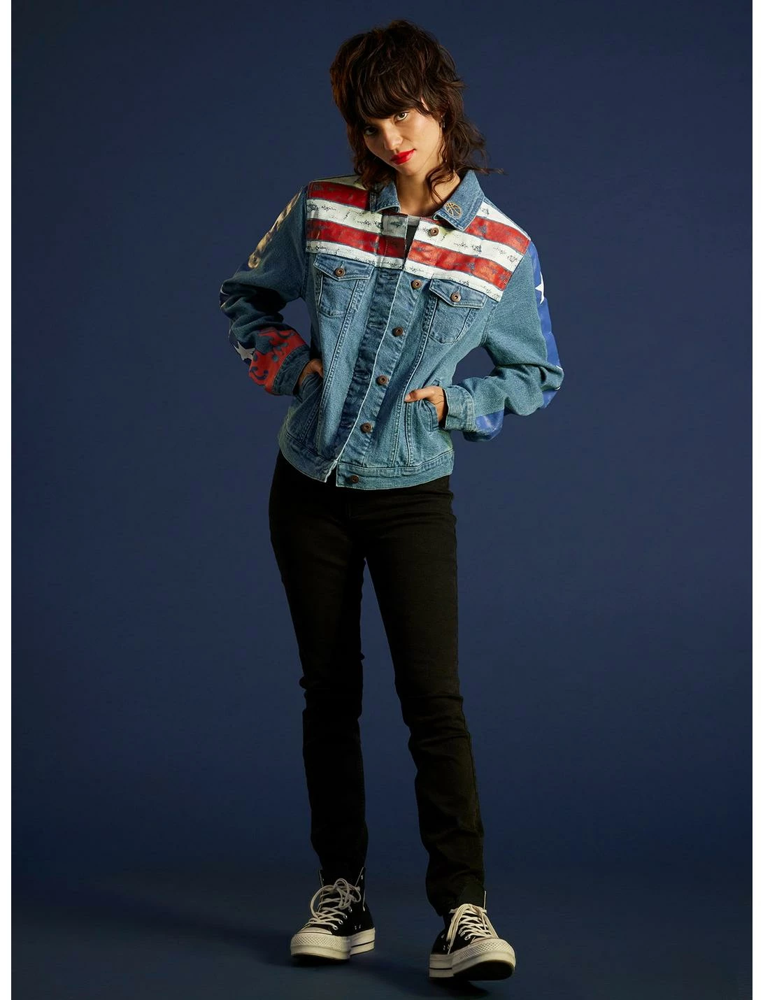 HUNIVERS Her Universe Marvel Doctor Strange In The Multiverse Of Madness America Chavez Denim Jacket 2 HUNIVERS Her Universe Marvel Doctor Strange In The Multiverse Of Madness America Chavez Denim Jacket - Image 2