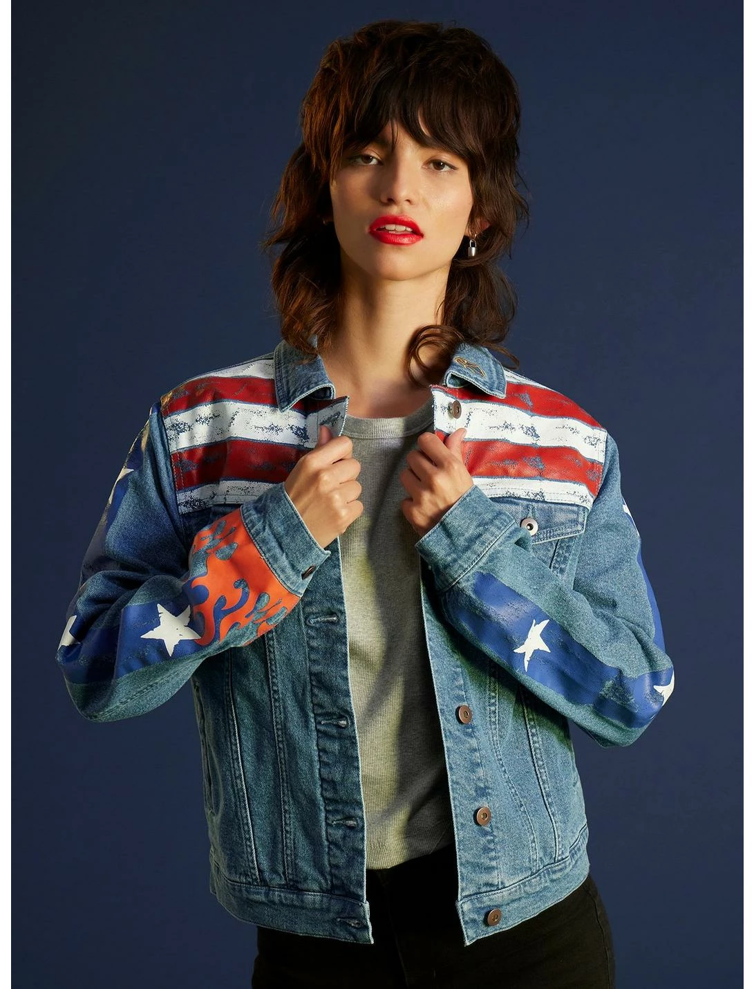 HUNIVERS Her Universe Marvel Doctor Strange In The Multiverse Of Madness America Chavez Denim Jacket 1 HUNIVERS Her Universe Marvel Doctor Strange In The Multiverse Of Madness America Chavez Denim Jacket