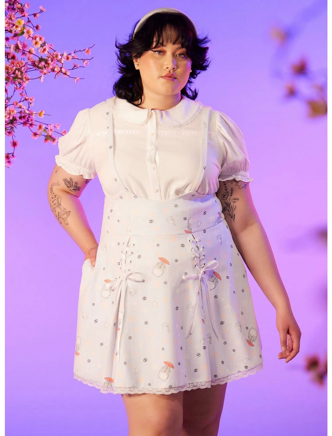 HUNIVERS Her Universe Studio Ghibli My Neighbor Totoro Cherry Blossoms Lace-Up Suspender Skirt Plus Size 1 HUNIVERS Her Universe Studio Ghibli My Neighbor Totoro Cherry Blossoms Lace-Up Suspender Skirt Plus Size