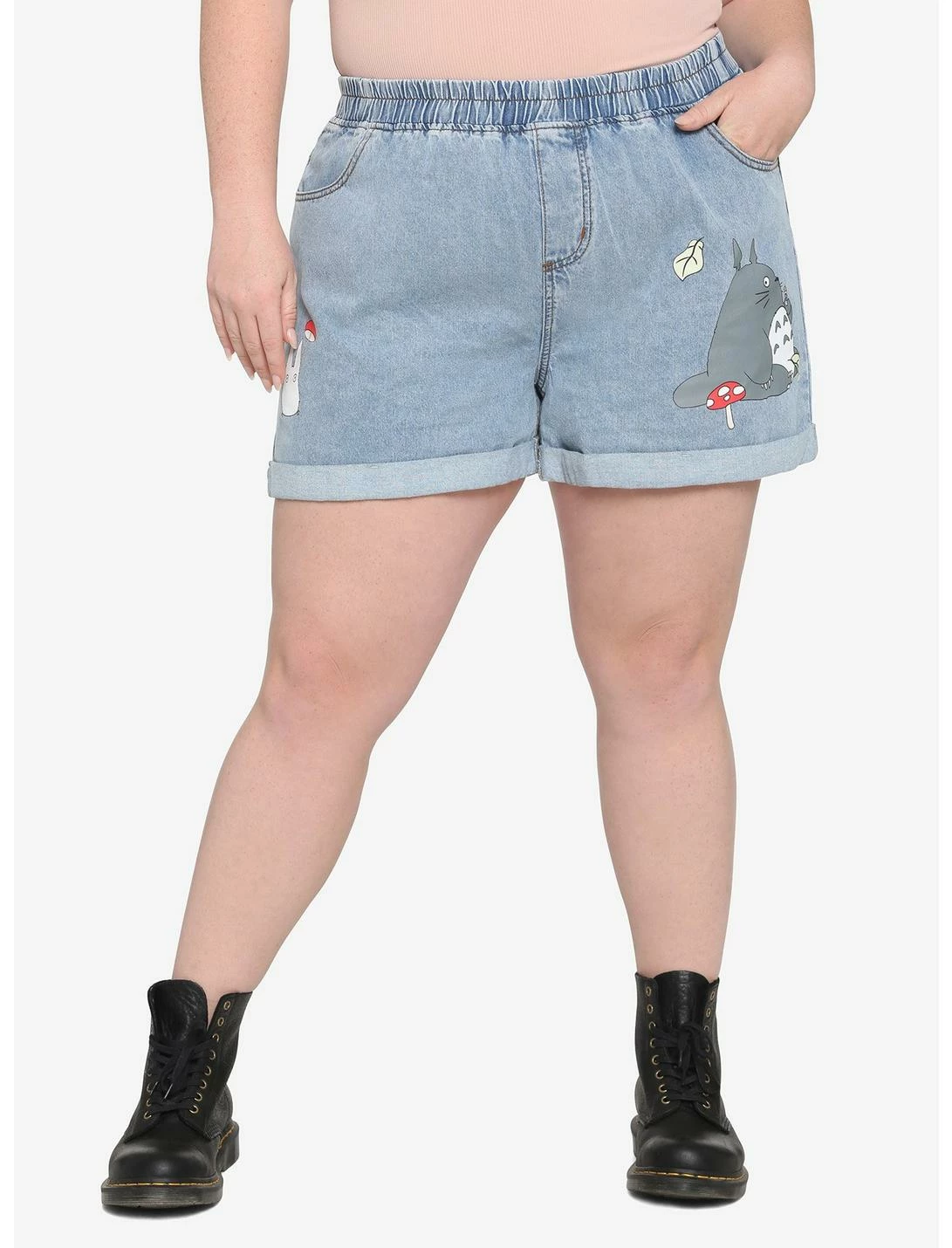HUNIVERS Studio Ghibli My Neighbor Totoro Elastic High-Waisted Denim Shorts Plus Size 1 HUNIVERS Studio Ghibli My Neighbor Totoro Elastic High-Waisted Denim Shorts Plus Size