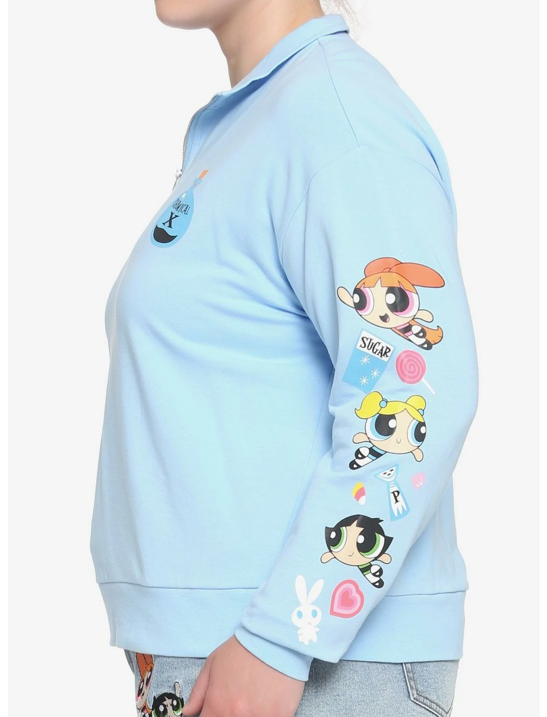 HUNIVERS The Powerpuff Girls Half-Zipper Sweatshirt Plus Size 5 HUNIVERS The Powerpuff Girls Half-Zipper Sweatshirt Plus Size - Image 5