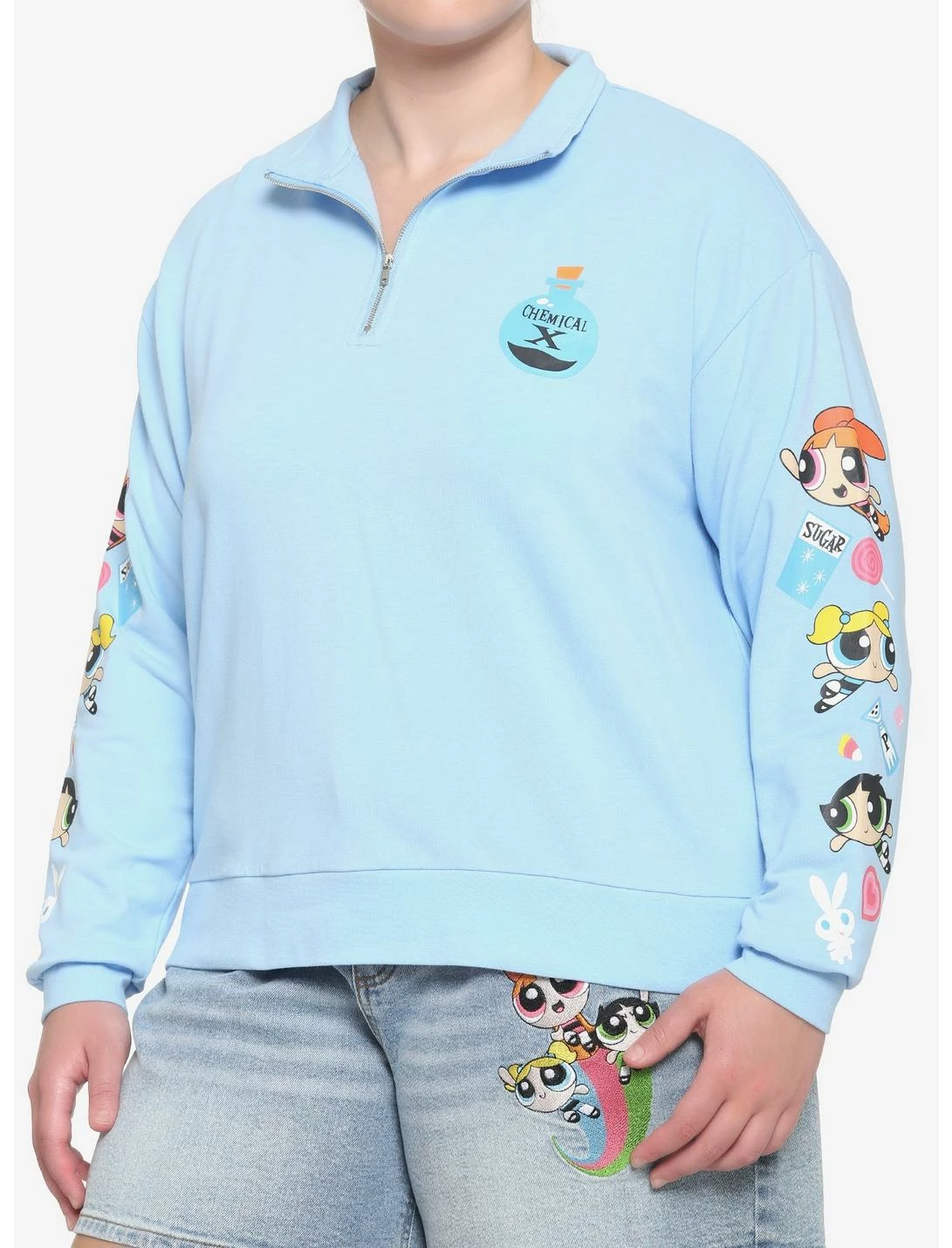 HUNIVERS The Powerpuff Girls Half-Zipper Sweatshirt Plus Size 1 HUNIVERS The Powerpuff Girls Half-Zipper Sweatshirt Plus Size