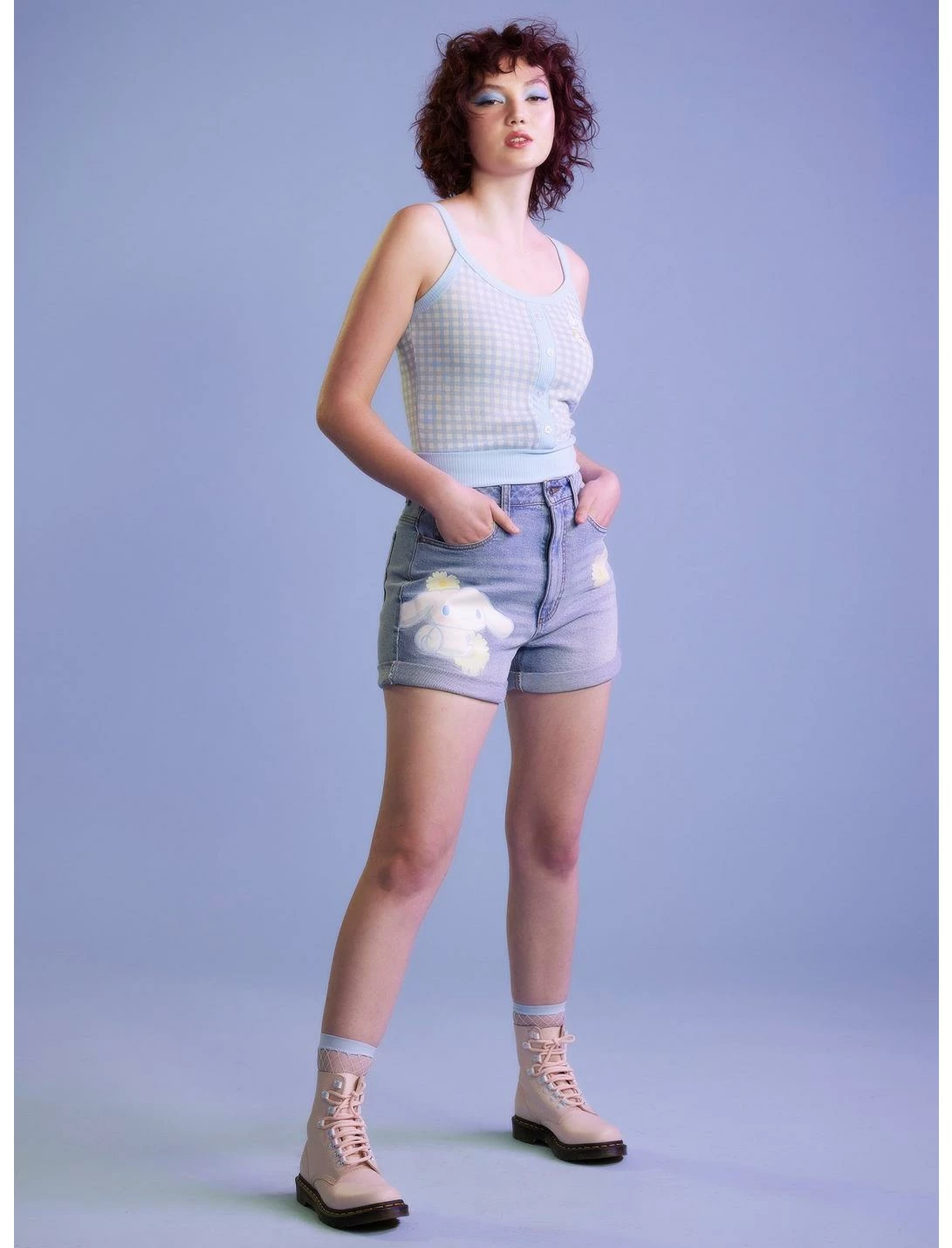 HUNIVERS Cinnamoroll Flowers Mom Shorts 2 HUNIVERS Cinnamoroll Flowers Mom Shorts - Image 2