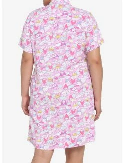 HUNIVERS Hello Kitty And Friends Pastel Collage Button-Up Dress Plus Size -Dresses Online Store 17604622 av2