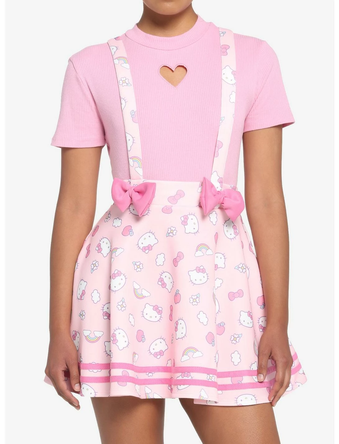 HUNIVERS Hello Kitty Puffy Bow Suspender Skirt 1 HUNIVERS Hello Kitty Puffy Bow Suspender Skirt