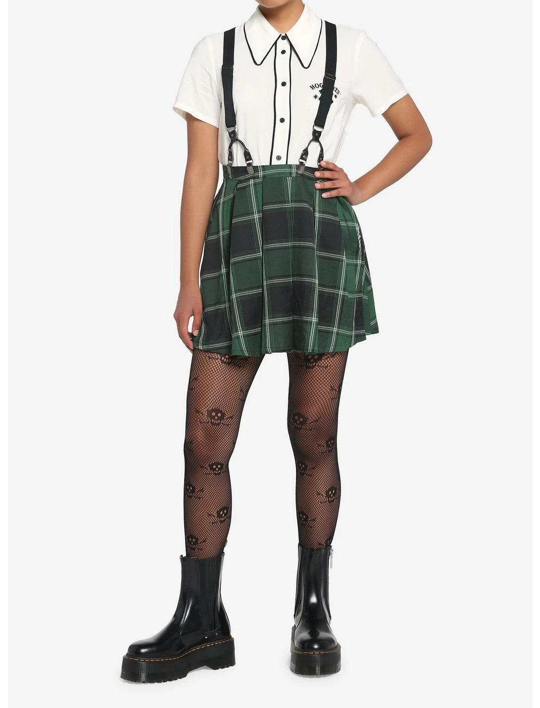 HUNIVERS Harry Potter Slytherin Pleated Suspender Skirt 2 HUNIVERS Harry Potter Slytherin Pleated Suspender Skirt - Image 2