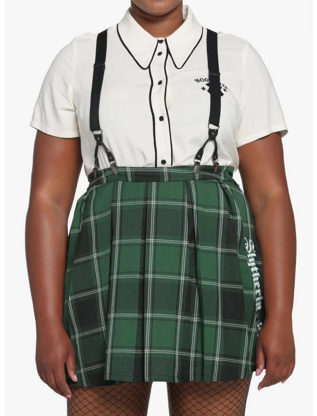 HUNIVERS Harry Potter Slytherin Pleated Suspender Skirt Plus Size 1 HUNIVERS Harry Potter Slytherin Pleated Suspender Skirt Plus Size
