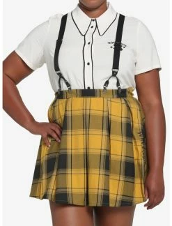 Dresses Online Store 33 HUNIVERS Harry Potter Hufflepuff Pleated Suspender Skirt Plus Size