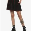 HUNIVERS Black & Red Contrast Stitch Skirt