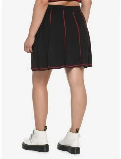 HUNIVERS Black & Red Contrast Stitch Skirt Plus Size 5 HUNIVERS Black & Red Contrast Stitch Skirt Plus Size -Dresses Online Store 17944478 av2