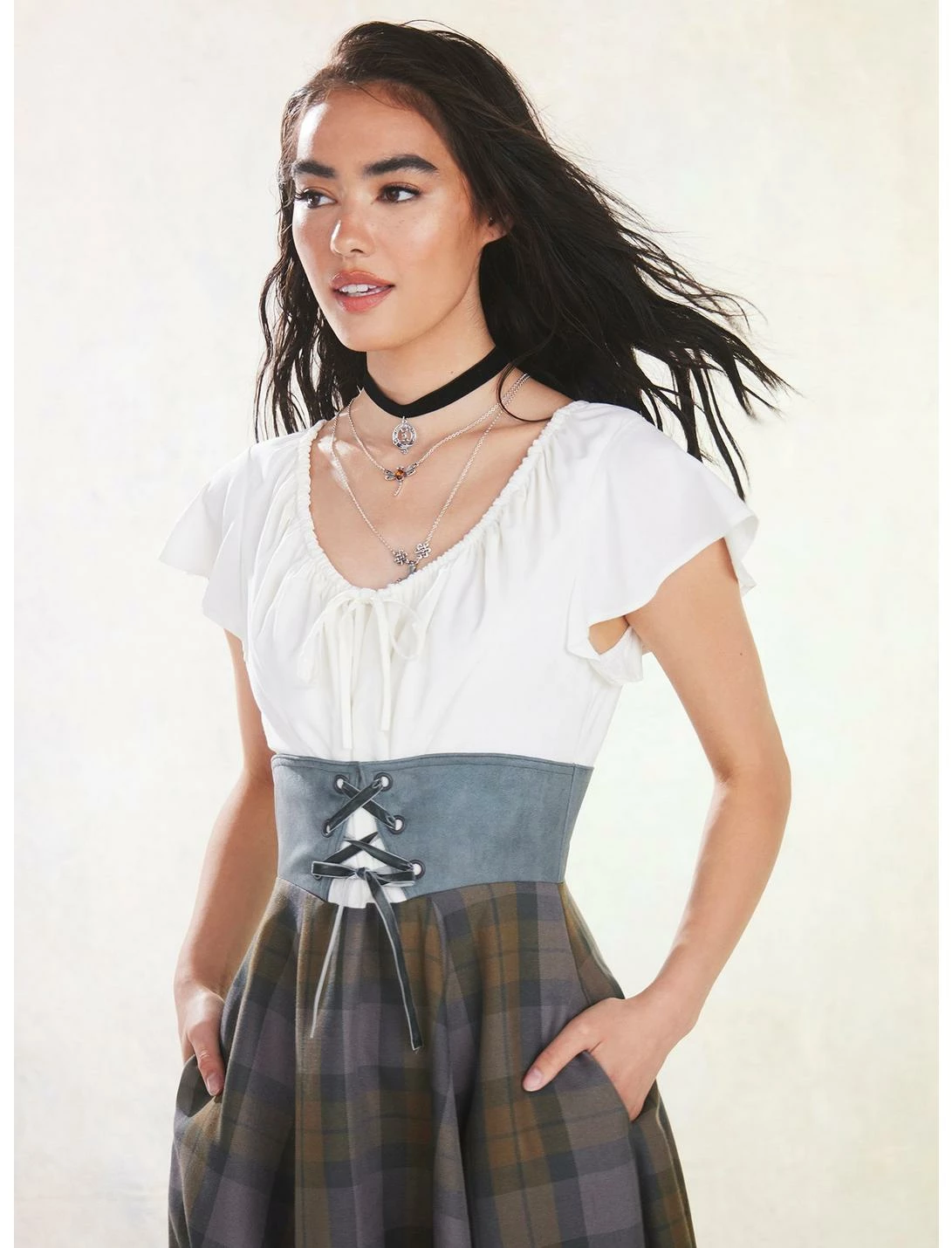 HUNIVERS Her Universe Outlander Tartan Lace-Up Hi-Low Dress 4 HUNIVERS Her Universe Outlander Tartan Lace-Up Hi-Low Dress - Image 4