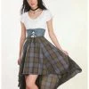 HUNIVERS Her Universe Outlander Tartan Lace-Up Hi-Low Dress