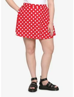 HUNIVERS Red & White Polka Dot Skirt Plus Size