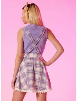 HUNIVERS Pink & Purple Plaid Lace Suspender Skirt 5 HUNIVERS Pink & Purple Plaid Lace Suspender Skirt -Dresses Online Store 18257461 av2