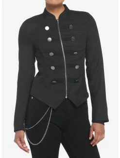 HUNIVERS Black Military Jacket