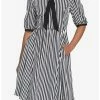 HUNIVERS Black & White Stripe Bow Retro Dress