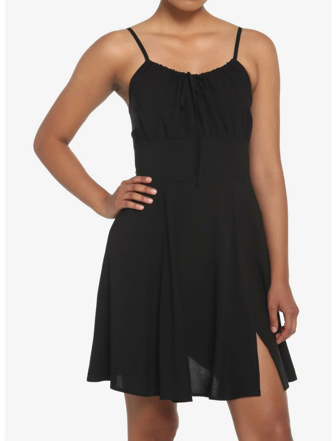 HUNIVERS Black Empire Slit Dress 1 HUNIVERS Black Empire Slit Dress