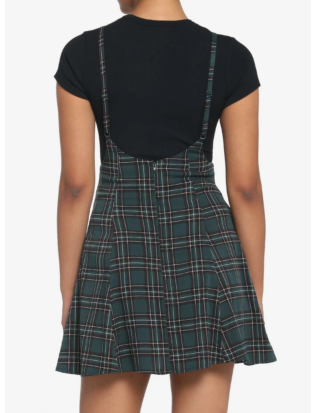 HUNIVERS Green Plaid High-Waisted Suspender Skirt 3 HUNIVERS Green Plaid High-Waisted Suspender Skirt - Image 3