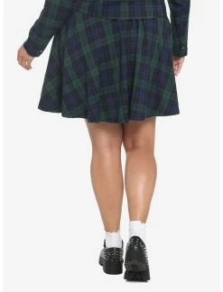 HUNIVERS Green & Blue Plaid Skirt With Grommet Belt Plus Size -Dresses Online Store 18569634 av2