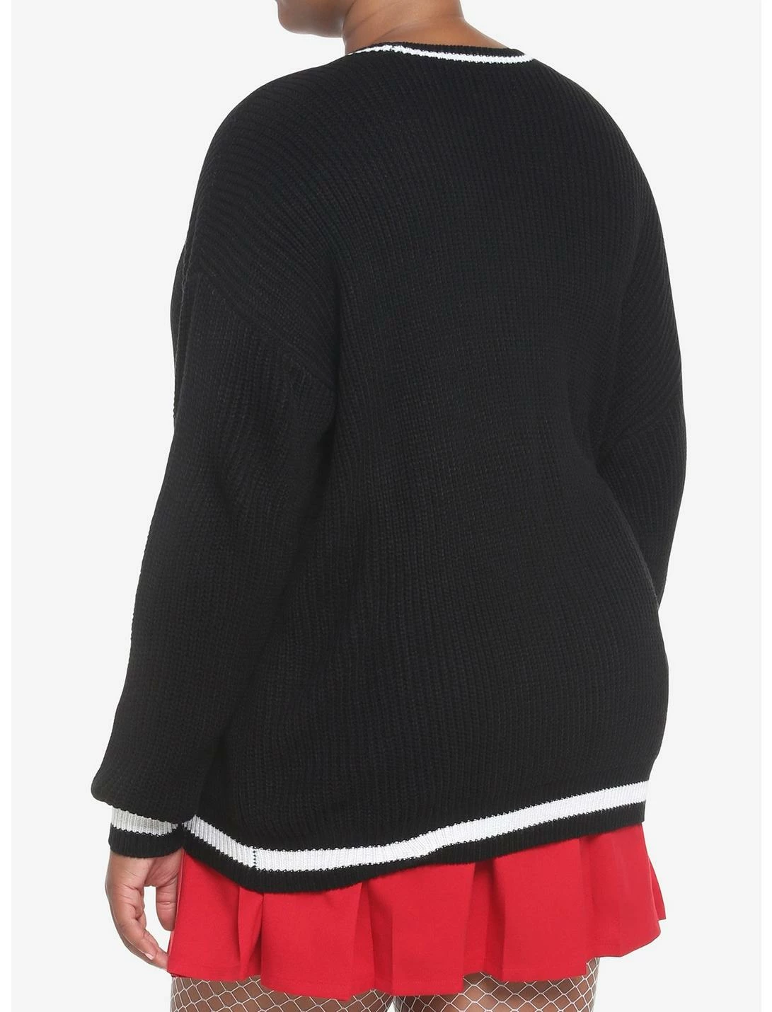 HUNIVERS Skull Embroidery Varsity Stripe Cardigan Plus Size 3 HUNIVERS Skull Embroidery Varsity Stripe Cardigan Plus Size - Image 3