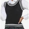 HUNIVERS Black & White Twofer Sweater Vest & Long-Sleeve Button-Up