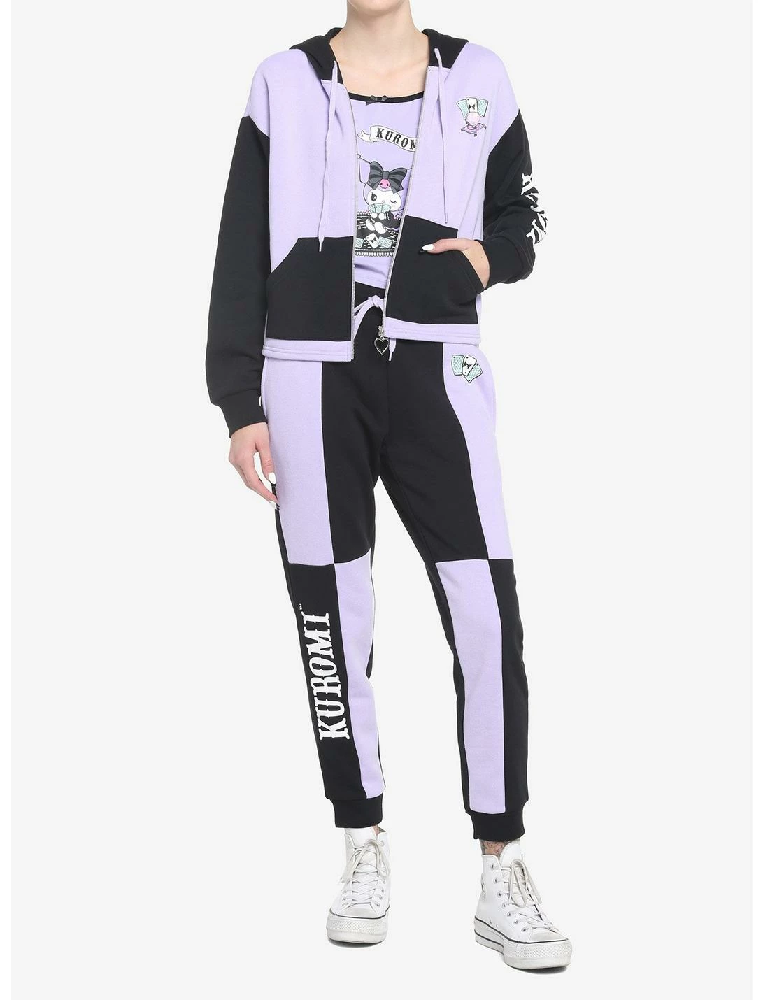 HUNIVERS Kuromi Fortune Teller Color-Block Sweatpants 3 HUNIVERS Kuromi Fortune Teller Color-Block Sweatpants - Image 3