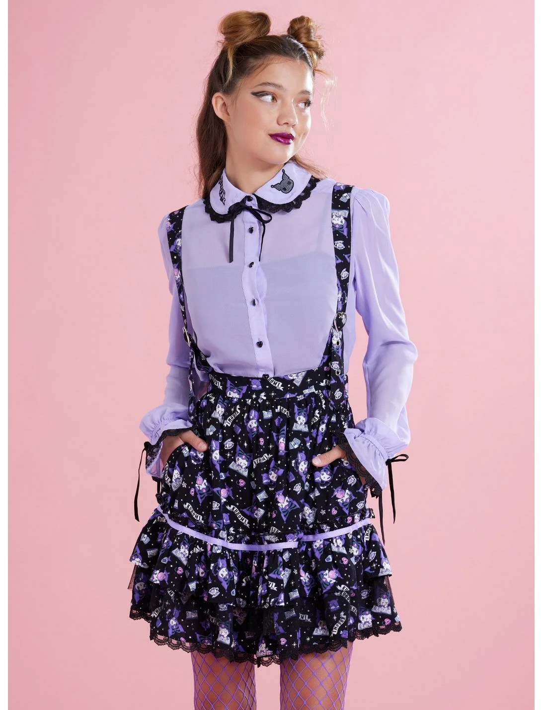 HUNIVERS Kuromi Fortune Teller Tiered Suspender Skirt 1 HUNIVERS Kuromi Fortune Teller Tiered Suspender Skirt