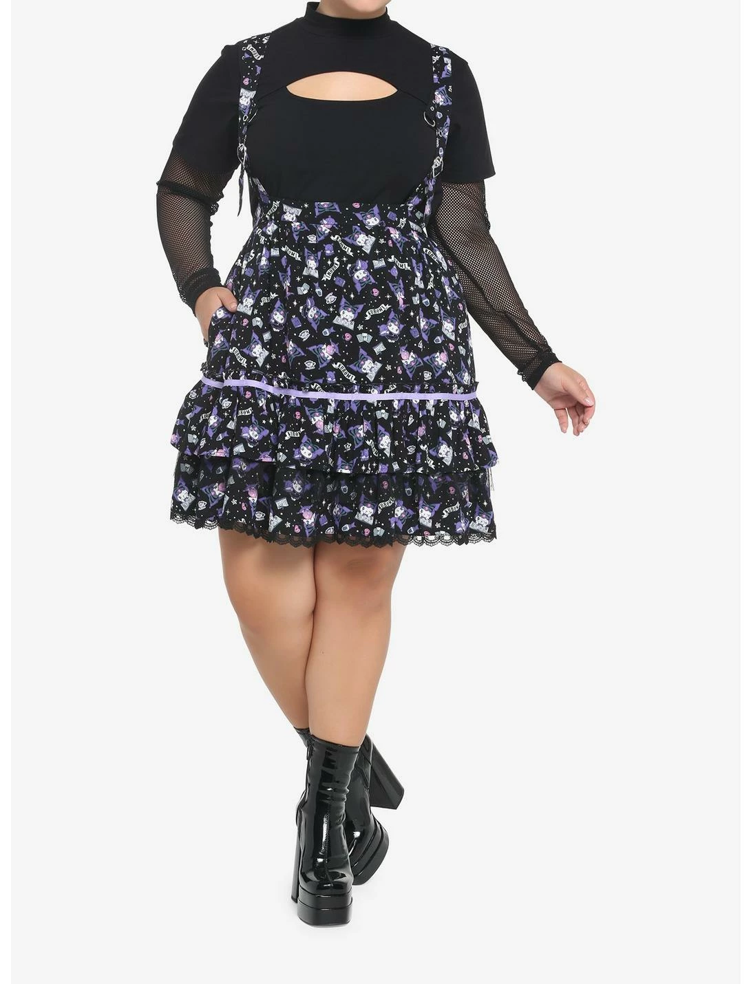 HUNIVERS Kuromi Fortune Teller Tiered Suspender Skirt Plus Size 2 HUNIVERS Kuromi Fortune Teller Tiered Suspender Skirt Plus Size - Image 2