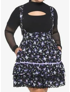 HUNIVERS Kuromi Fortune Teller Tiered Suspender Skirt Plus Size