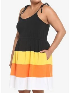 HUNIVERS Candy Corn Tiered Dress Plus Size