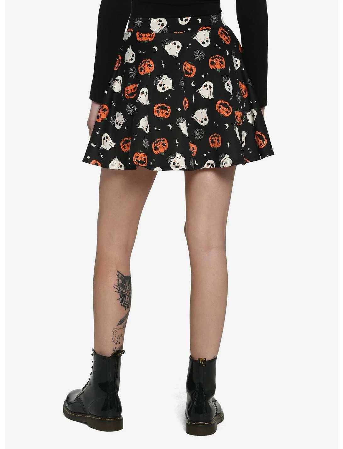 HUNIVERS Pumpkin Ghost & Web Zipper Skirt 2 HUNIVERS Pumpkin Ghost & Web Zipper Skirt - Image 2