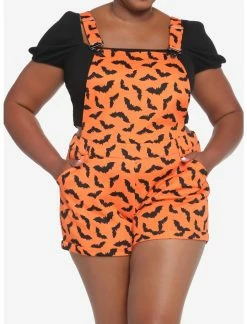 HUNIVERS Orange & Black Bat Shortalls Plus Size 11 HUNIVERS Orange & Black Bat Shortalls Plus Size -Dresses Online Store 18780585 av5