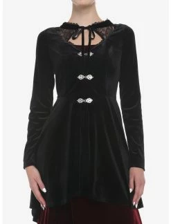 HUNIVERS Black Velvet Hi-Low Jacket