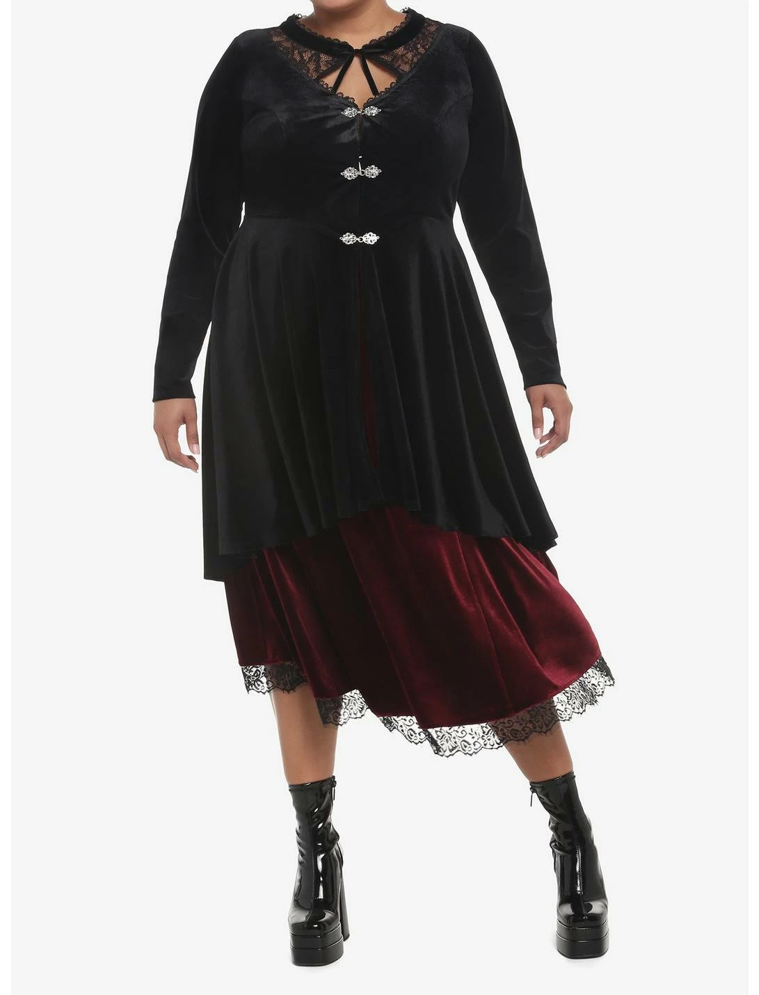 HUNIVERS Black Velvet Hi-Low Jacket Plus Size 2 HUNIVERS Black Velvet Hi-Low Jacket Plus Size - Image 2