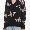 HUNIVERS Black & Pink Butterfly Cardigan