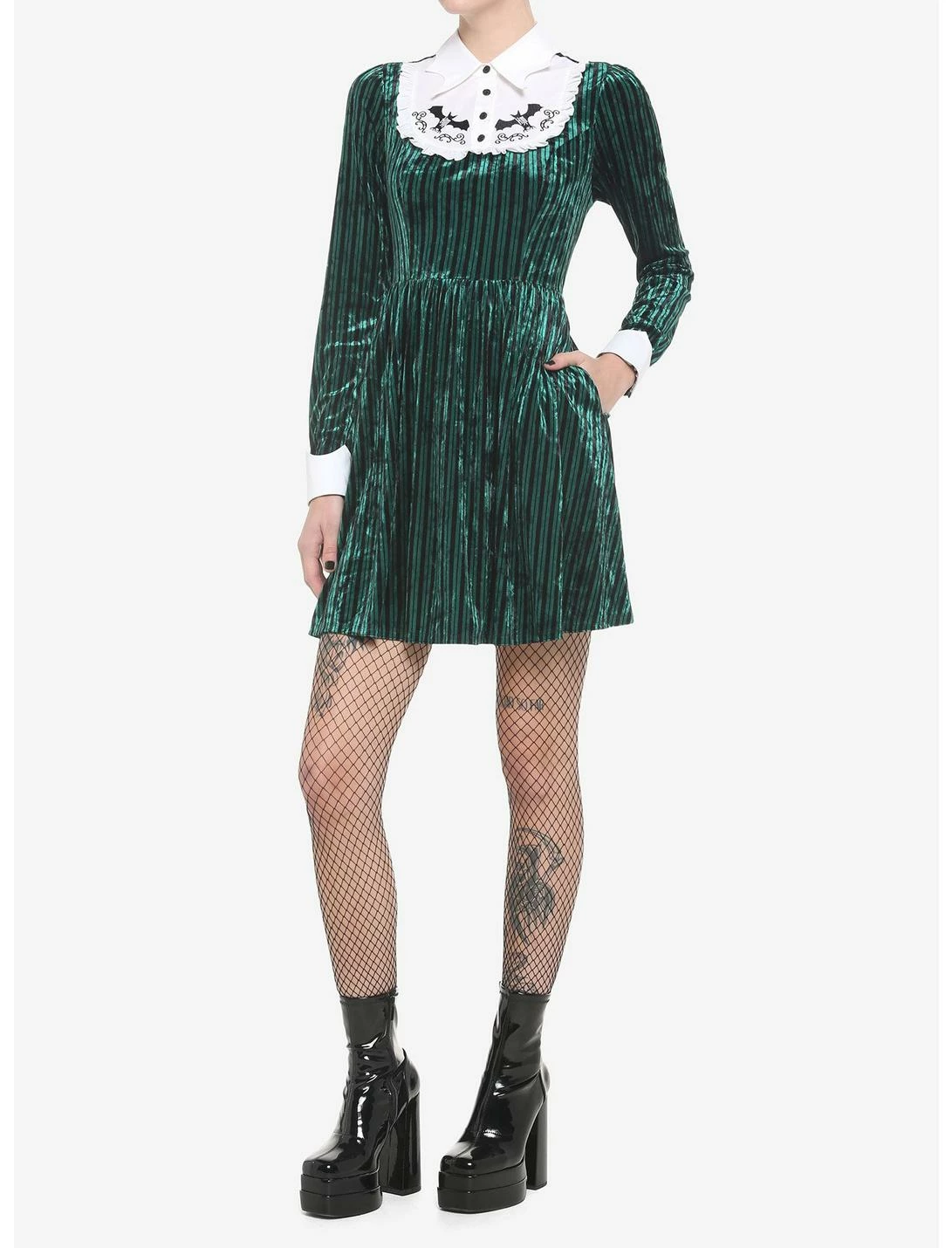 HUNIVERS Her Universe Disney The Haunted Mansion Ghost Host Velvet Long-Sleeve Dress 2 HUNIVERS Her Universe Disney The Haunted Mansion Ghost Host Velvet Long-Sleeve Dress - Image 2