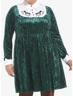 HUNIVERS Her Universe Disney The Haunted Mansion Ghost Host Velvet Long-Sleeve Dress Plus Size