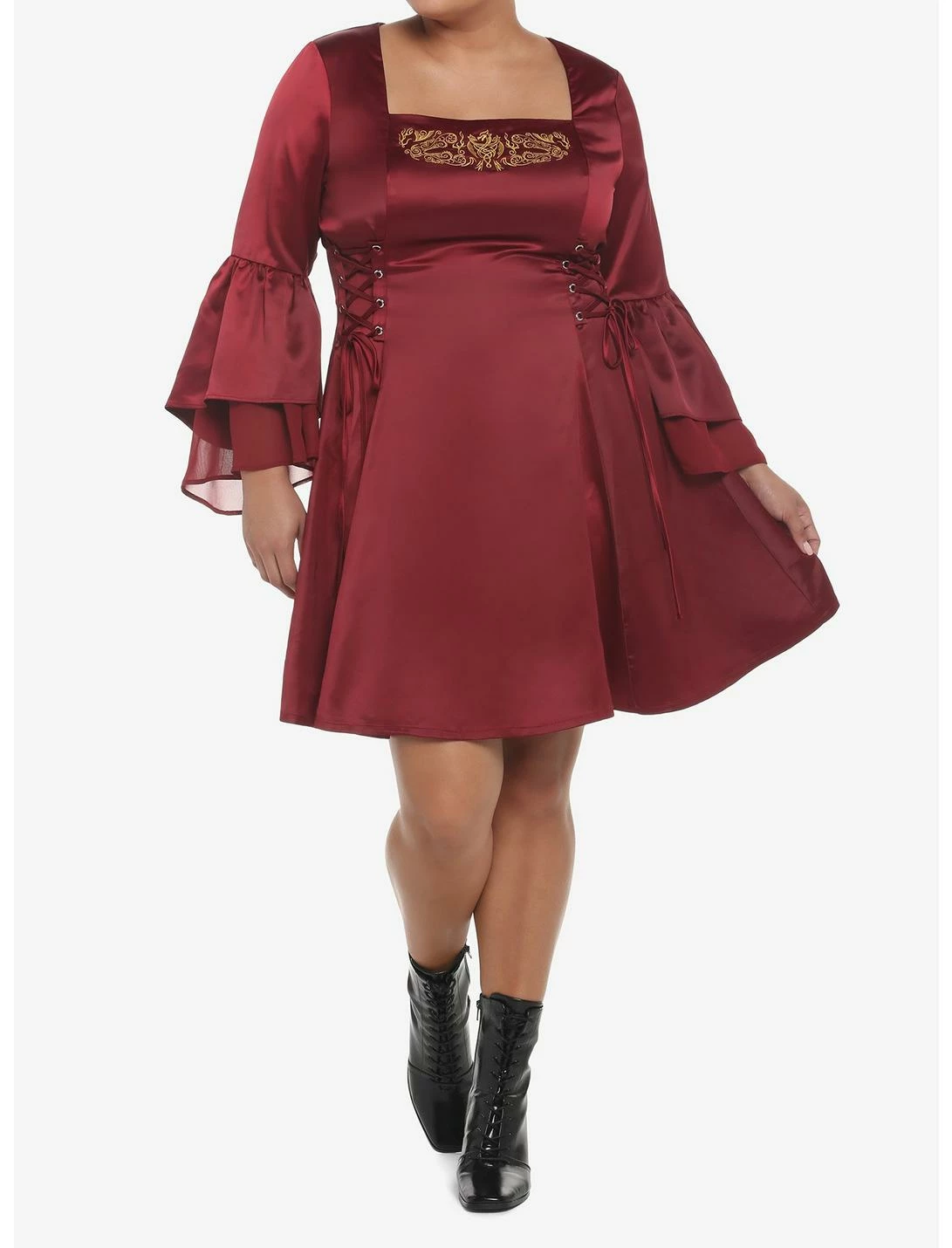 HUNIVERS House Of The Dragon Rhaenyra Targaryen Bell Sleeve Dress Plus Size 2 HUNIVERS House Of The Dragon Rhaenyra Targaryen Bell Sleeve Dress Plus Size - Image 2