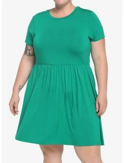 HUNIVERS Green Skater Dress Plus Size