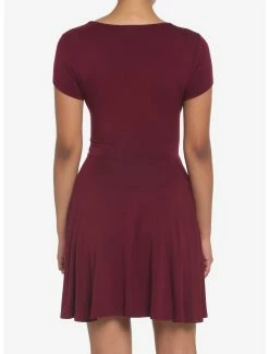 HUNIVERS Burgundy Skater Dress -Dresses Online Store 18984512 av2