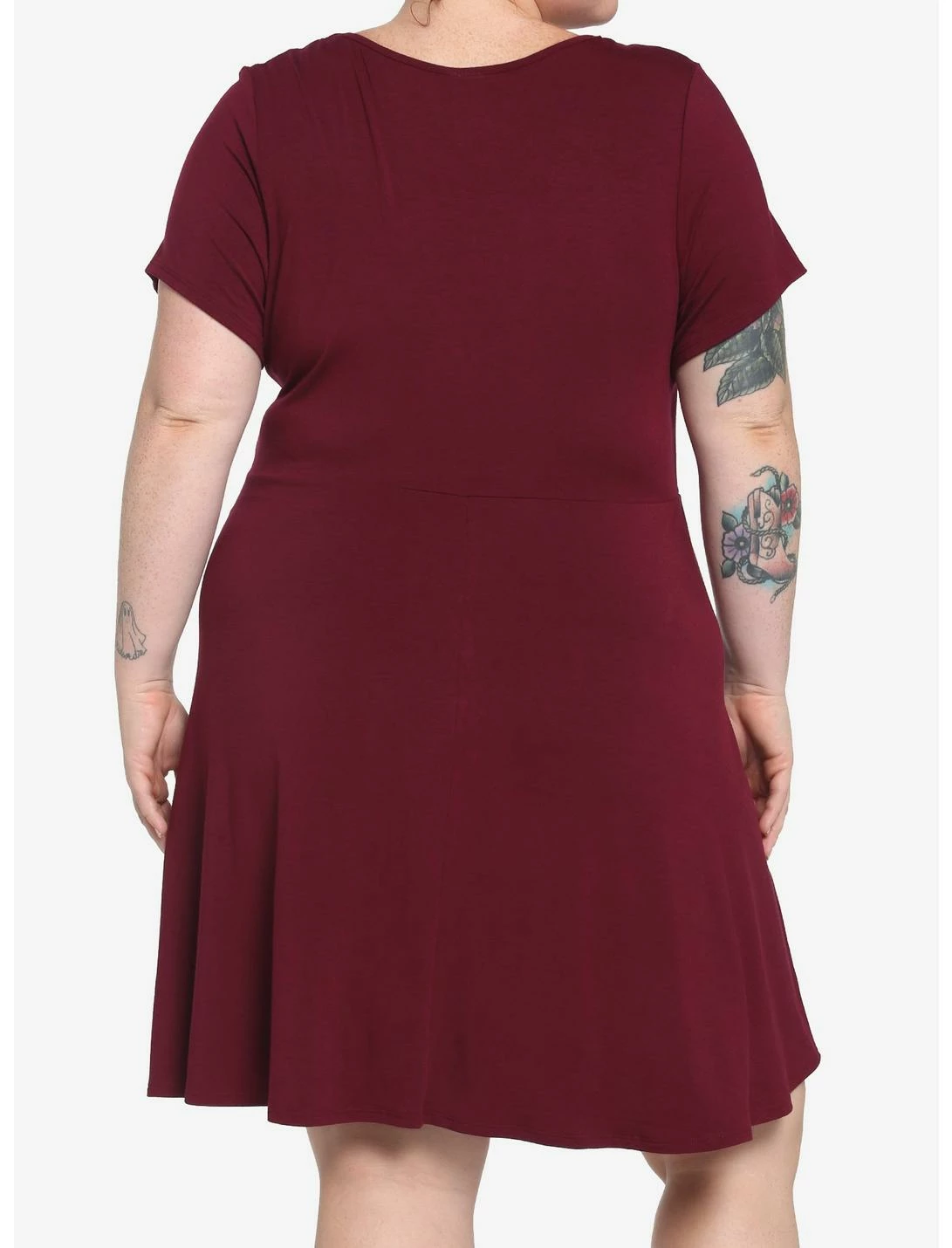 HUNIVERS Burgundy Skater Dress Plus Size 3 HUNIVERS Burgundy Skater Dress Plus Size - Image 3