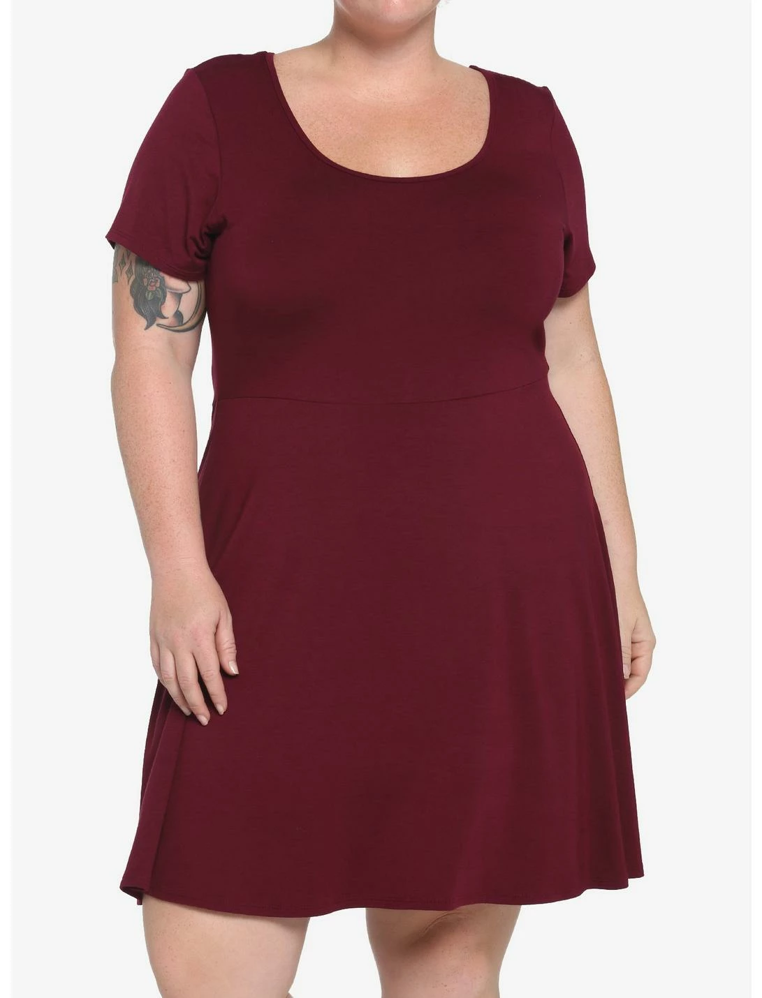 HUNIVERS Burgundy Skater Dress Plus Size 1 HUNIVERS Burgundy Skater Dress Plus Size