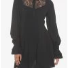 HUNIVERS Black Lace Collared Dress