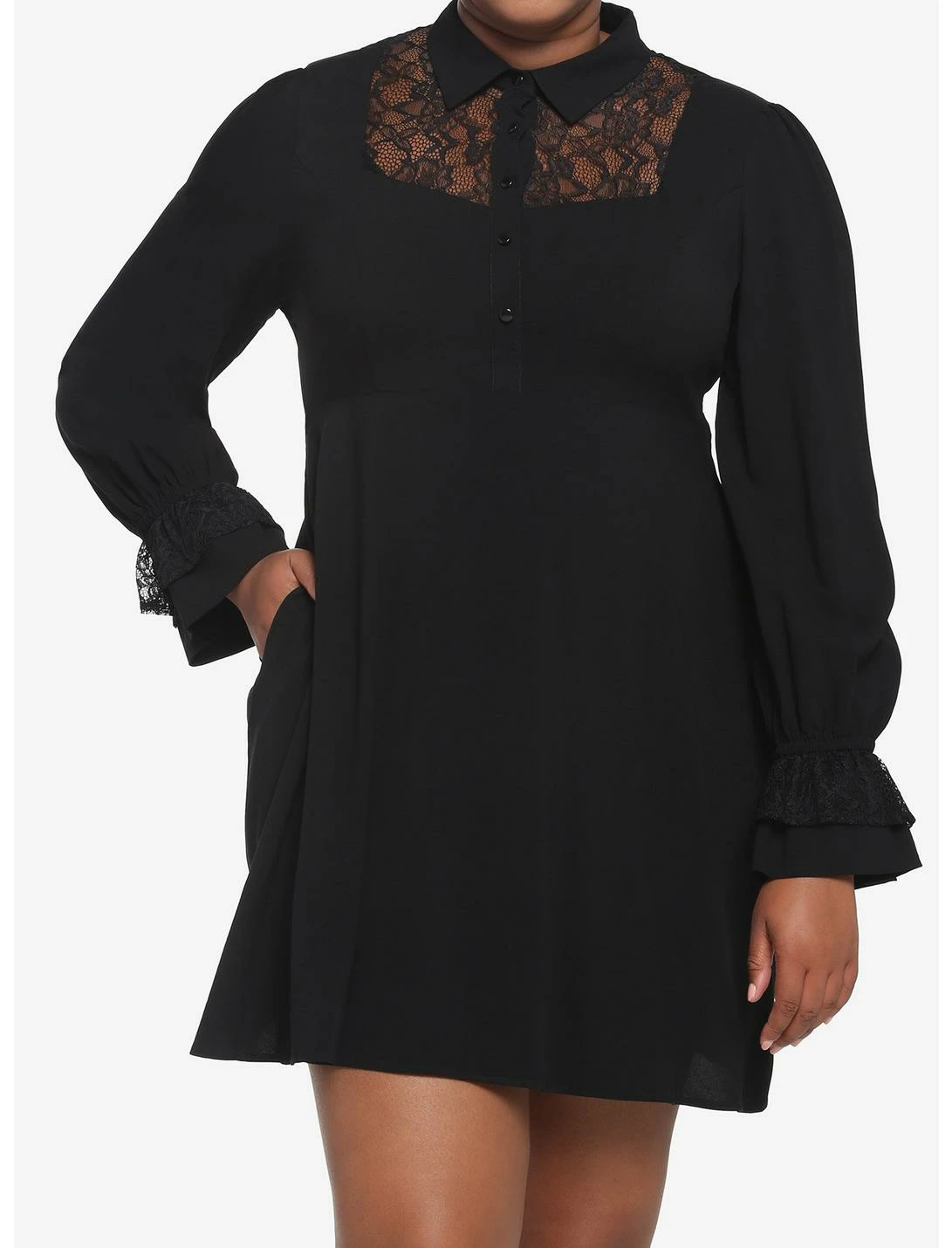 HUNIVERS Black Lace Collared Dress Plus Size 1 HUNIVERS Black Lace Collared Dress Plus Size